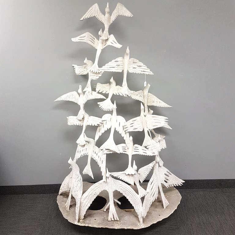 Aharon Bezalet (Israel 1926 - 2012) large mid- century cast aluminum painted sculpture - birds in (1 of 7)