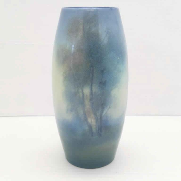 Rookwood vase with vellum glaze - landscape - artist signed Ed Diers - 1922 - 6 3/4" high (1 of 8)