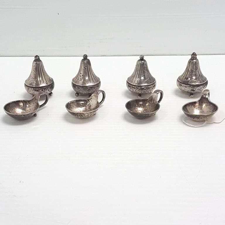 Georg Jensen - Denmark - 4 pair of sterling silver salt & footed peppers - model #110 & #433 (1 of 6)
