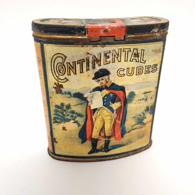 Continental Cubes Plug Tobacco advertising tin - 4" high x 3 1/4" wide (1 of 5)