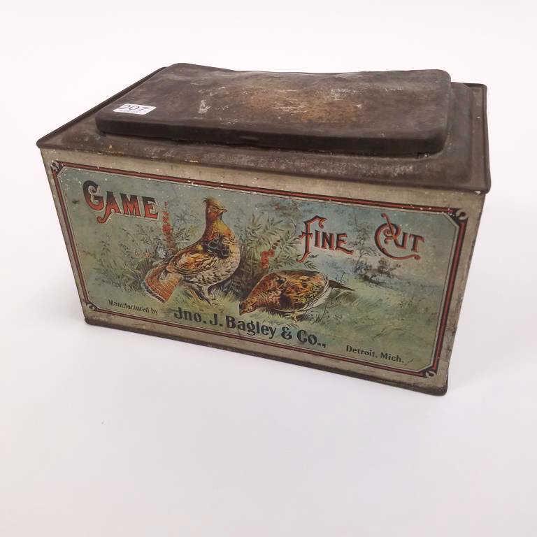 Game Fine Cut Tobacco tin - 11 3/4" x 8" x 7 1/4" high (1 of 8)