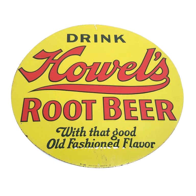 Howel's Root Beer painted tin sign - 24" diameter (1 of 5)