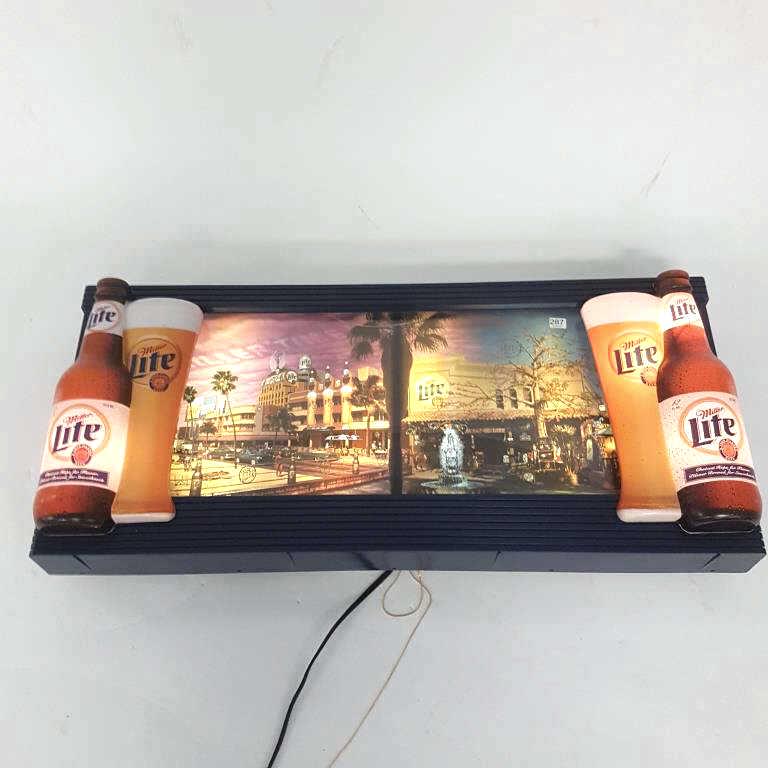 Miller Lite Coast to Coast motion beer sign - 39" x 17 1/2" (plastic crack) (1 of 5)