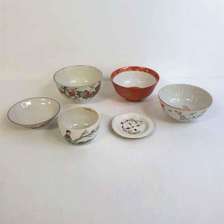5 pieces of antique, etc. Chinese porcelain bowls 4 1/2" diameter (1 of 6)