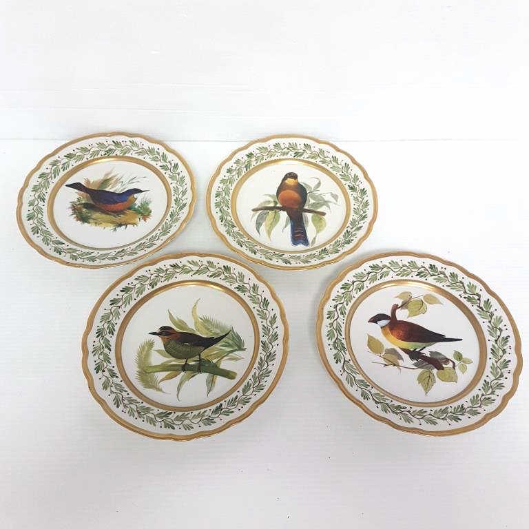 4 cross swords mark hand painted bird design plates - 9 1/2" diameter (1 of 8)