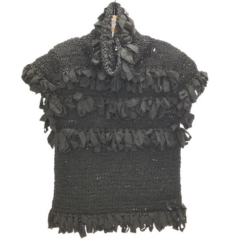 Chanel knit silk ribbon black blouse - size 42 (1 of 8)