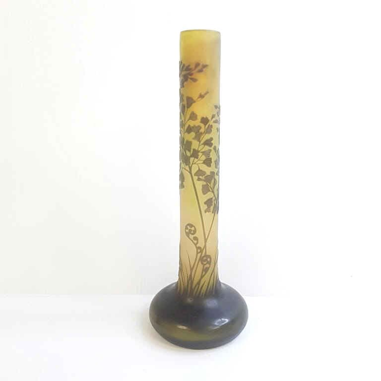 Galle cameo glass two-color vase with gingkos - 13 1/4" high (1 of 10)