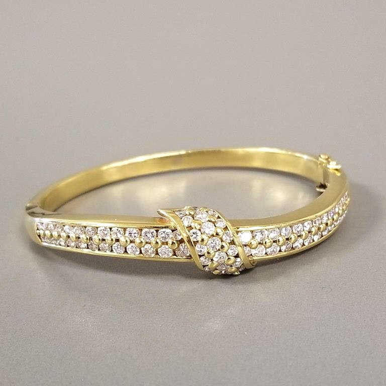18K gold and diamond hinged bracelet - 30.1 grams; 6" interior circumference - approx. 3.5 tcw (1 of 10)