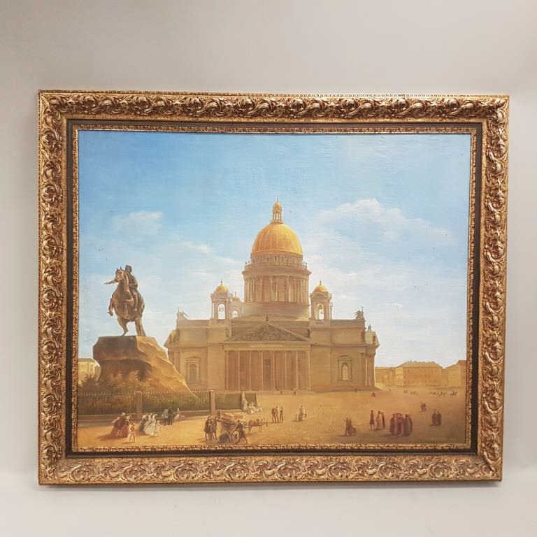 Large framed signed and dated 1882 Russian oil painting on canvas - restretched ? - St. Isaac's (1 of 11)