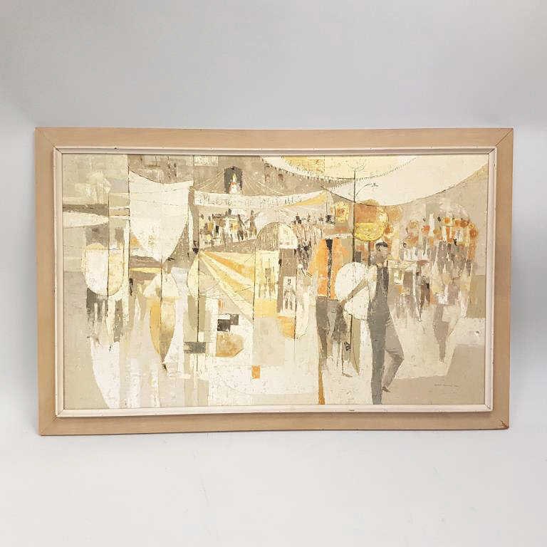 Cyrus Running large framed signed and dated 1959 oil painting on canvas - 43 3/4" x 66 1/2" O.D. (1 of 8)