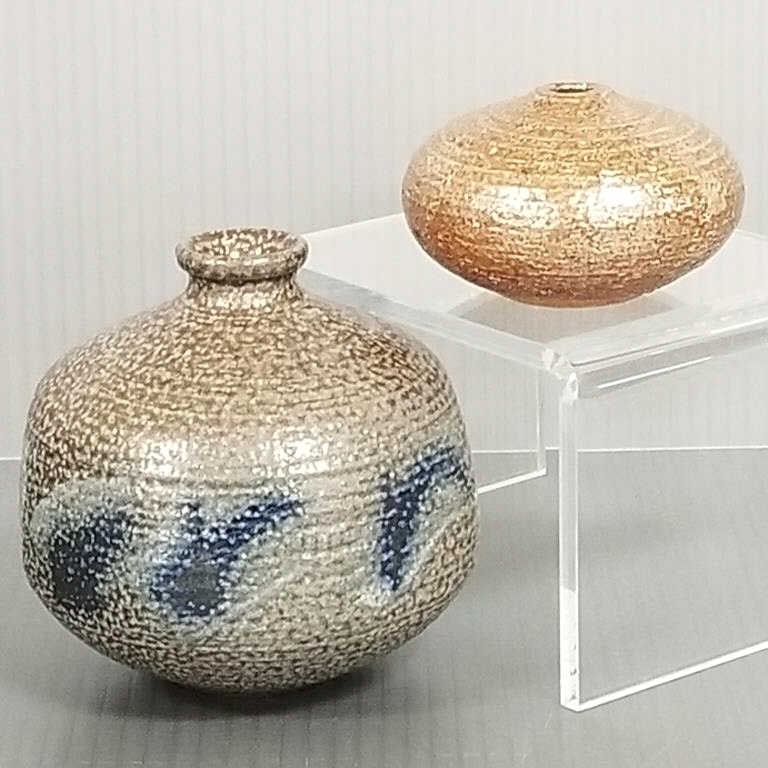 2 Otto & Vivika Heino signed cabinet vases - 4 1/2" high & 2" high (1 of 11)