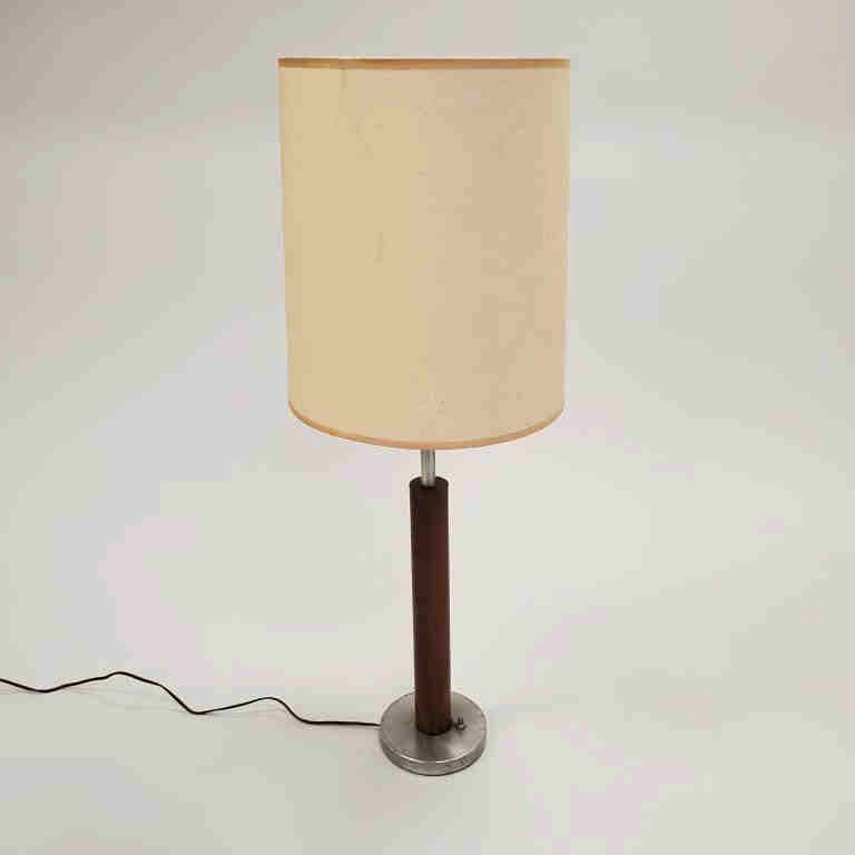 Walter Von Nessen walnut and metal table lamp - 35 3/4" high (1 of 6)