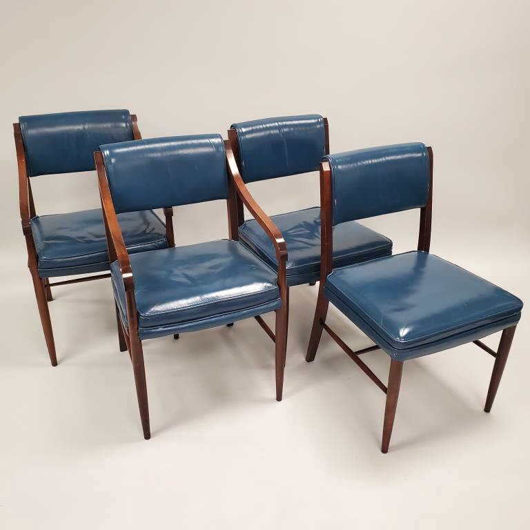 Set of 4 Directional dining chairs with leather upholstery including 2 armchairs & 2 side chairs (1 of 10)