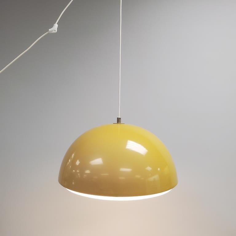 Mid-century modern hanging fixture (some fading to metal) 17 1/4" diameter x 10" high (shade only) (1 of 5)