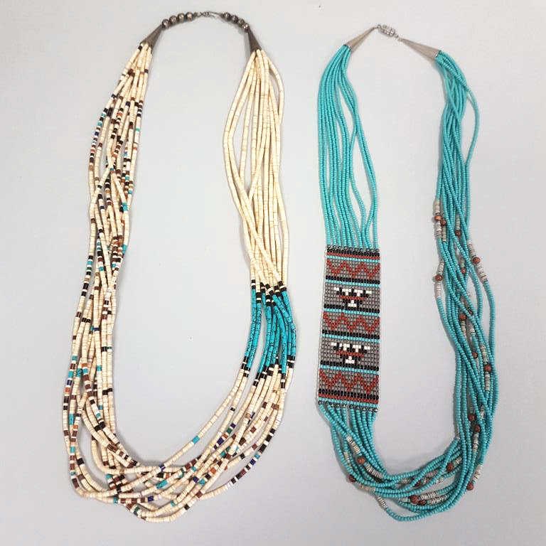 2 Southwest fine turquoise bead necklaces - 28" longest (1 of 7)