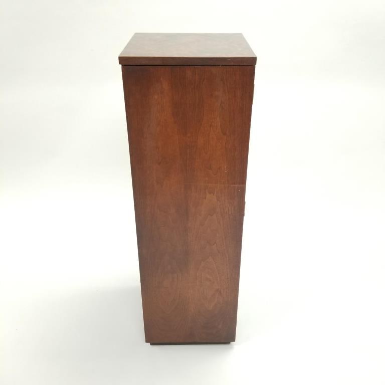 Walnut pedestal / cabinet with faux marble top: 12 3/4" sq. 40"H (1 of 7)