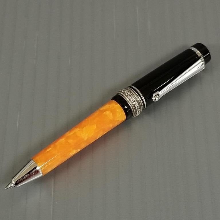 Delta Dolce Vita orange / black roller ball pen with sterling trim #0532 (1 of 7)