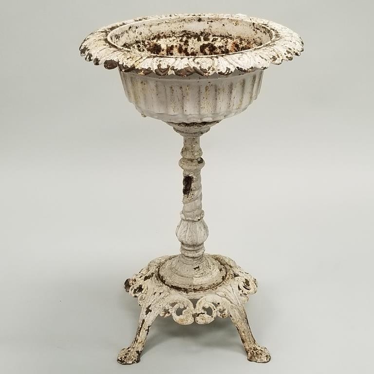 Antique cast iron garden urn with footed base - 33" tall x 21" diameter (1 of 10)