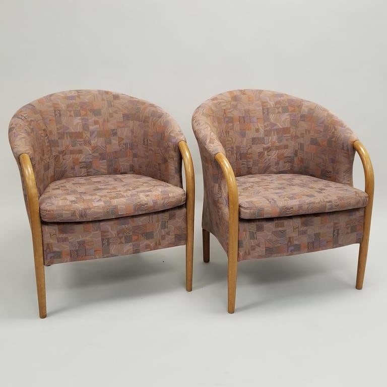 Pair of Stouby upholstered mid-century chairs - 27" wide x 25" deep x 29 1/2" high (1 of 7)