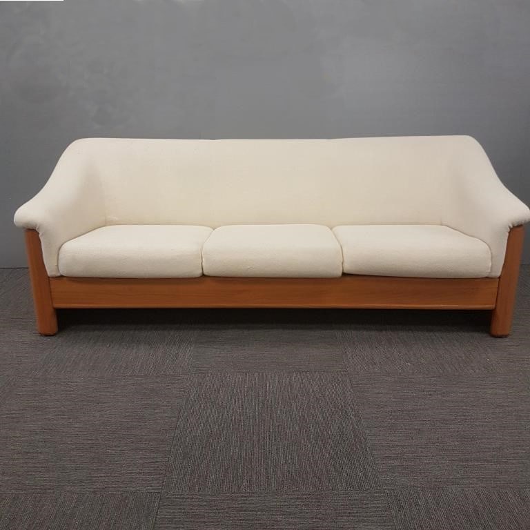 Danish teak upholstered sofa attributed to Michael Laursen - 7' long, 32"H, 3' deep (some staining (1 of 16)