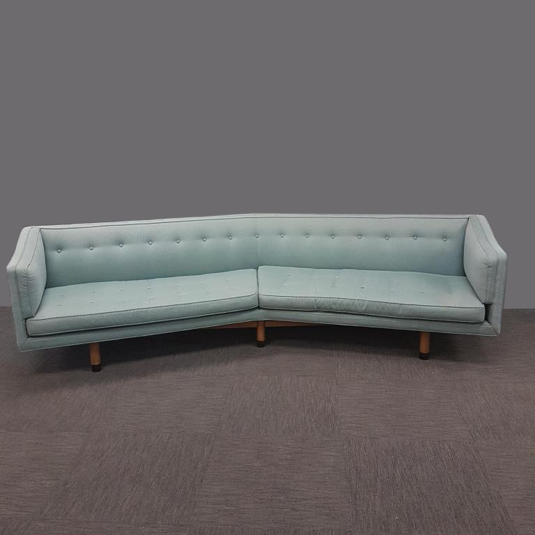 Rare Edward Wormley for Dunbar large angled sofa with bleached mahogany legs - 31 1/2" x 123" x 32" (1 of 11)