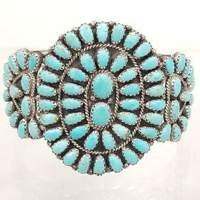 Signed Larry B Vintage Native American Navajo Spiderweb Turquoise Sterling Silver Bracelet Signed Larry B Vintage Native American Navajo Spiderweb Turquoise Sterling Silver Bracelet