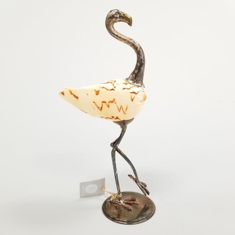 Gabriella Binazzi Italian silverplate shell flamingo sculpture - stamped signature along with hang (1 of 11)