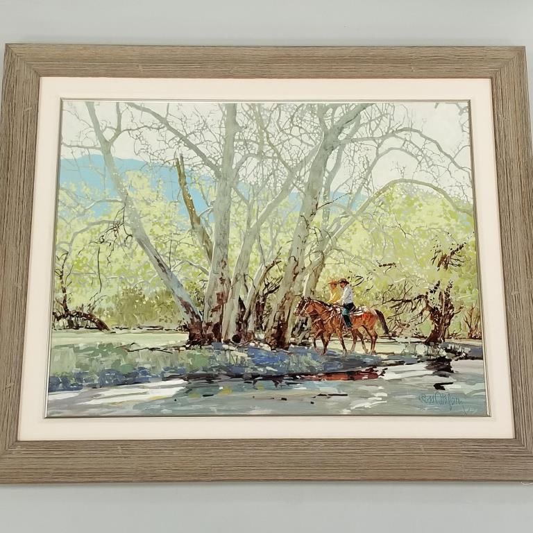 Large Ross Stefan framed signed oil painting on canvas "Beyond the Rincon Range" with Grand Central (1 of 9)