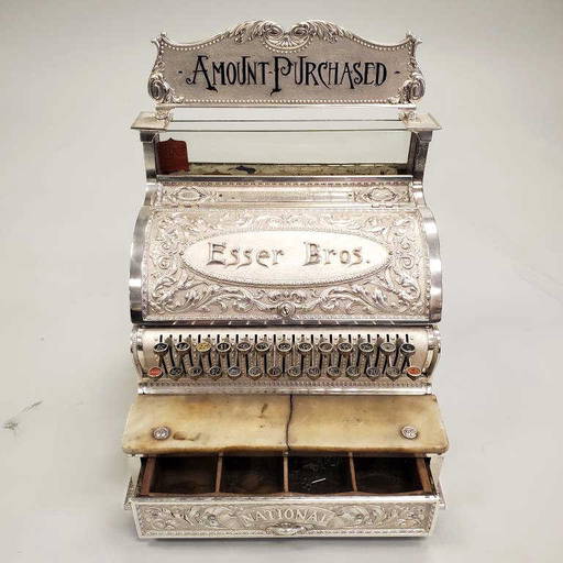 Antique Esser Bros National Cash Register Co. Nickel Plated Cash