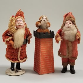 3 assorted vintage Santa candy containers including chimney Santa (some as seen) 5 1/2" tallest
