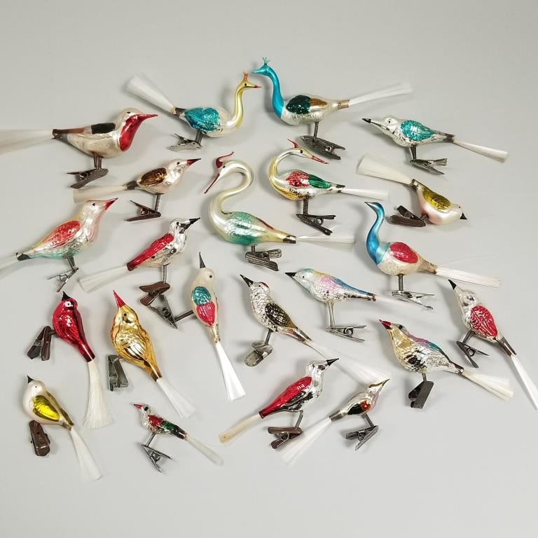 22 antique & vintage, etc. glass bird ornaments with clips (1 of 9)