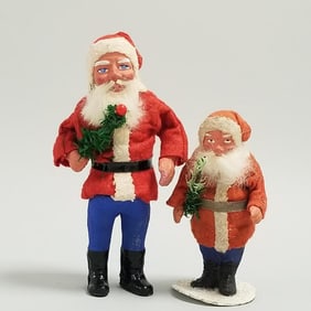 2 vintage German Santa candy containers - 4 1/2" & 6"