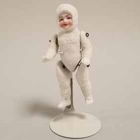 Antique German jointed Snow Baby - 3 1/4" high (as seen - foot chipped)