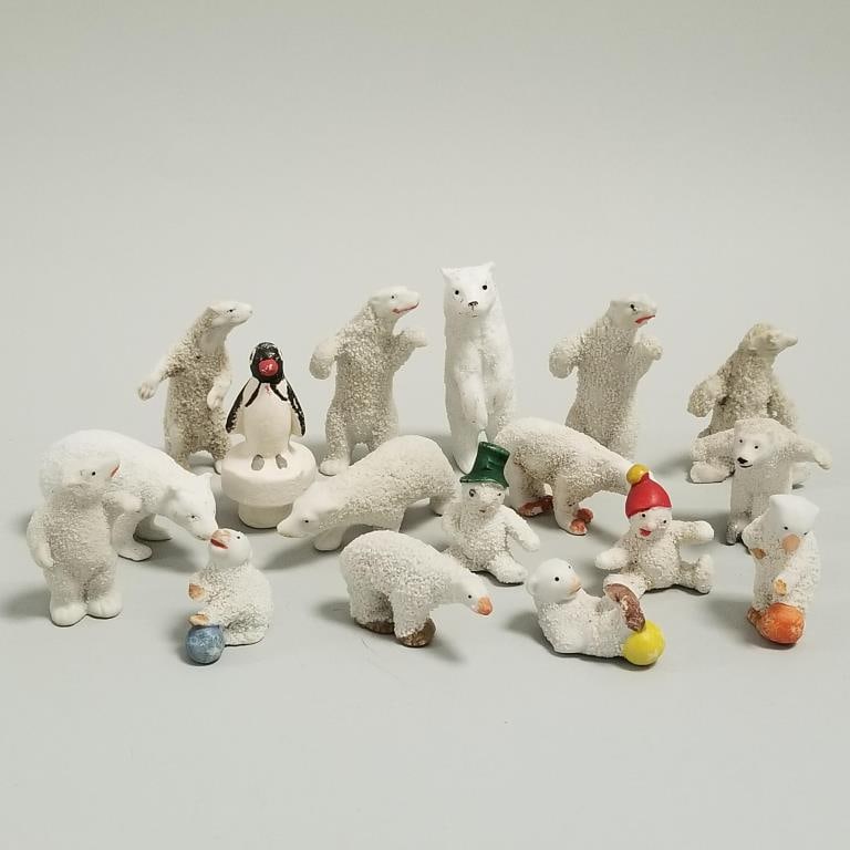 17 antique / vintage Snow Baby bears, etc. figures - some marked Germany (1 of 15)