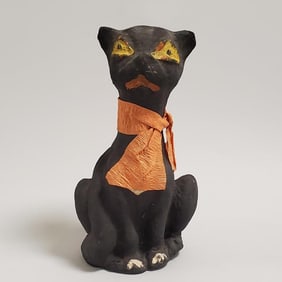 Vintage 7" black cat pulp figure