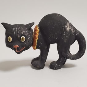 Vintage black cat candy container - 6" long