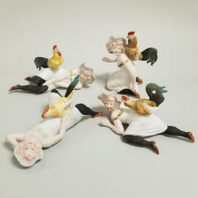 4 antique naughty bisque dolls- 6" largest