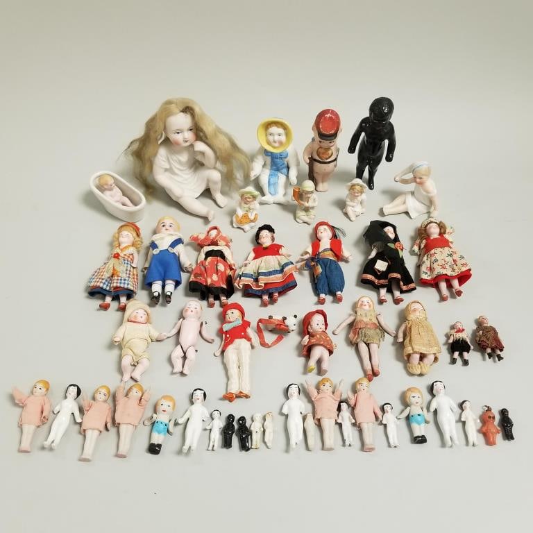 Collection antique miniature bisque dolls & figures incl. Kewpie, jointed, frozen Charlottes, etc- 3 (1 of 14)