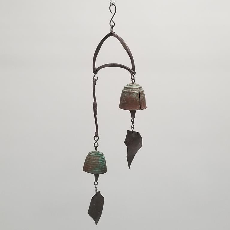 Vintage Jeff Cross Bronze Double Wind Bell