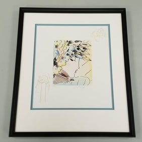 Peter Max framed signed & numbered 194/220 etching "Blushing Beauty II"  with hand drawn colored