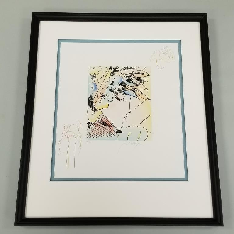 Peter Max framed signed & numbered 194/220 etching "Blushing Beauty II"  with hand drawn colored (1 of 11)