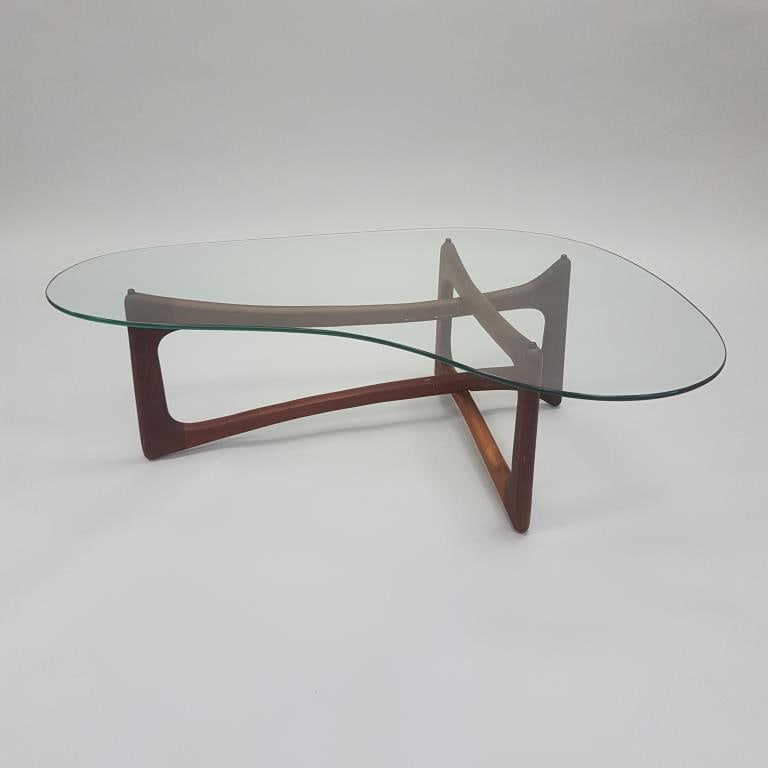 Adrian Pearsall glass top kidney shaped table 50"L 15" high (1 of 5)
