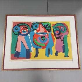 Karel Appel framed signed & numbered 33/100 serigraph "Trois figures" 1971 - 38" x 50" (some foxing)