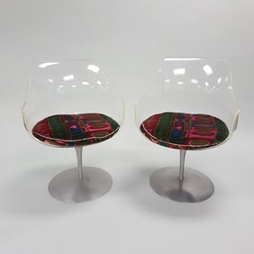 Pair of Champagne swivel chairs - Estelle & Erwine Laverne for Formes Nouvelles with Jack Lenor