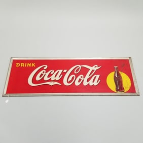 Vintage Drink Coca-Cola tin sign - 1938 - 18"x 54"