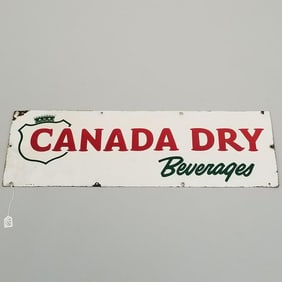 Canada Dry Beverages enameled advertising sign 10" x 30"