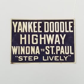 Yankee Doodle Highway - Winona to St. Paul embossed advertising sign - 8" x 11 1/2"