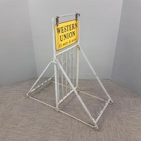 Western Union "It's Wise to Wire" messenger bicycle rack - 19" wide x 40" deep x 40" high