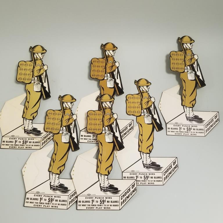 6 vintage WWII soldier punch cards - Allied Printing - Minneapolis - 11 3/4" high: 6 vintage WWII soldier punch cards - Allied Printing - Minneapolis - 11 3/4" high