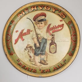 McAvoy's " Malt-Marrow" advertising sign "Beats 'Em All" - Copyright 1899 - McAvoy Brewing Co. - 12"